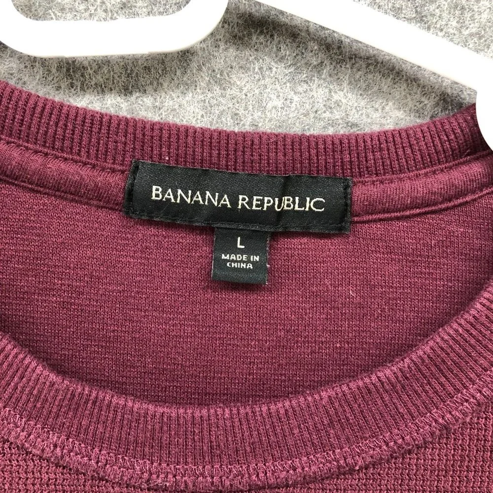 Banana Republic Crewneck Sweater Mens L Burgundy Red Cotton Blend Pullover‎